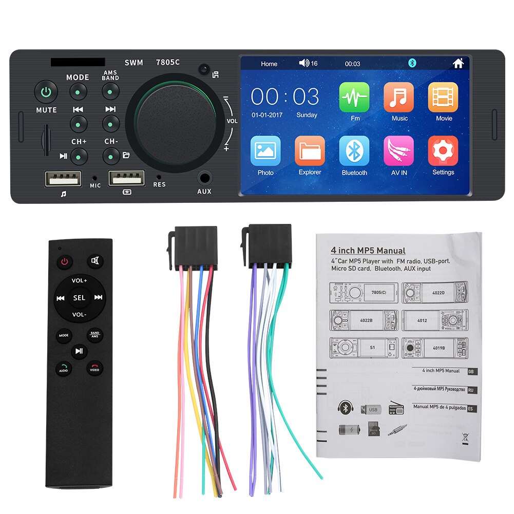 1 Din 4 pouces Ã©cran tactile autoradio lecteur MP5 musique mains libres bluetooth chargement USB TF international normalisÃ© du systÃ¨me audio Ã  distance l'organisation hÃ´te 7805C n° 3