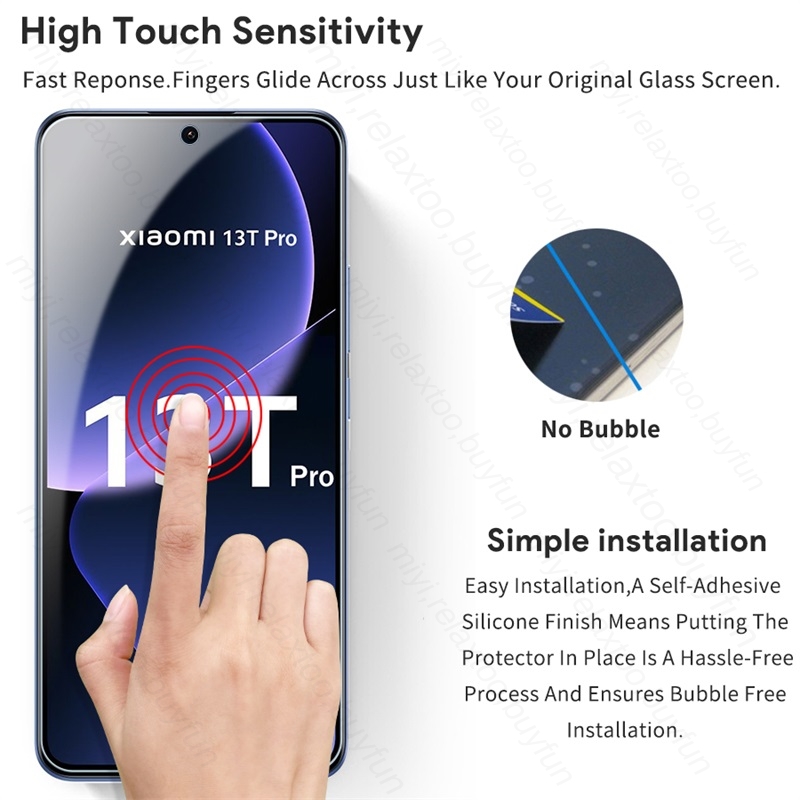 Film de protection d'Ã©cran en verre trempÃ© pour Xiaomi Mi 13 T Pro, 5G, couverture complÃ¨te, 3 piÃ¨ces n° 5