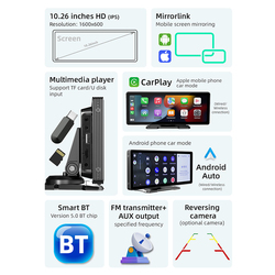 BQCC-Autoradio Portable Sans Fil, CarPlay, Android Auto, StÃ©rÃ©o, Limitation VidÃ©o, Lecteur MP5, Navigation, Ã‰cran Tactile 10.26 Pouces small picture n° 2