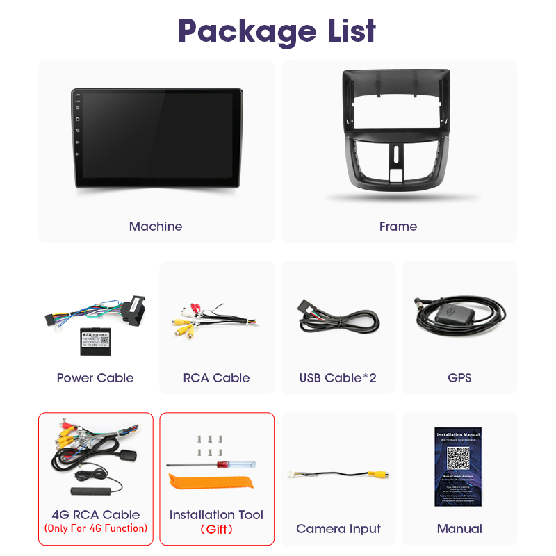 Autoradio Android 12 pour KIT 207 CC 207CC 2006-2015, 2 Din, Limitation, Lecteur VidÃ©o StÃ©rÃ©o, Carplay, 4G, UnitÃ© Principale, GPS, RDS n° 6