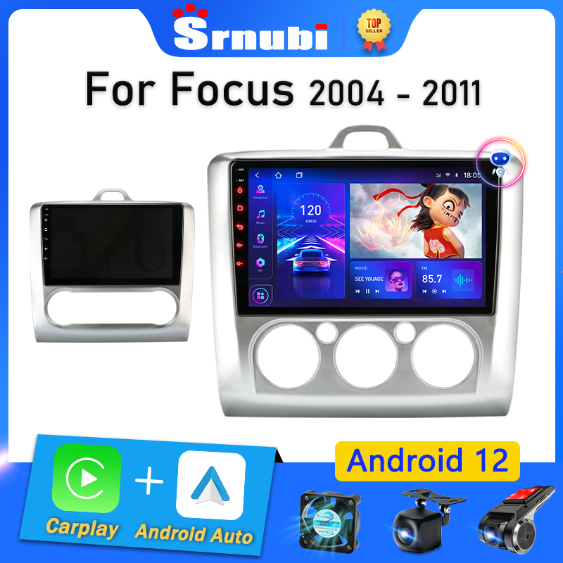 Srnubi-Autoradio pour Ford Focus, Android 12, 2Din, Carplay, StÃ©rÃ©o, DVD, Lecteur de limitation, Navigation GPS, 2, 3, Mk2, Mk3, 2004, 2005 - 2011 n° 1