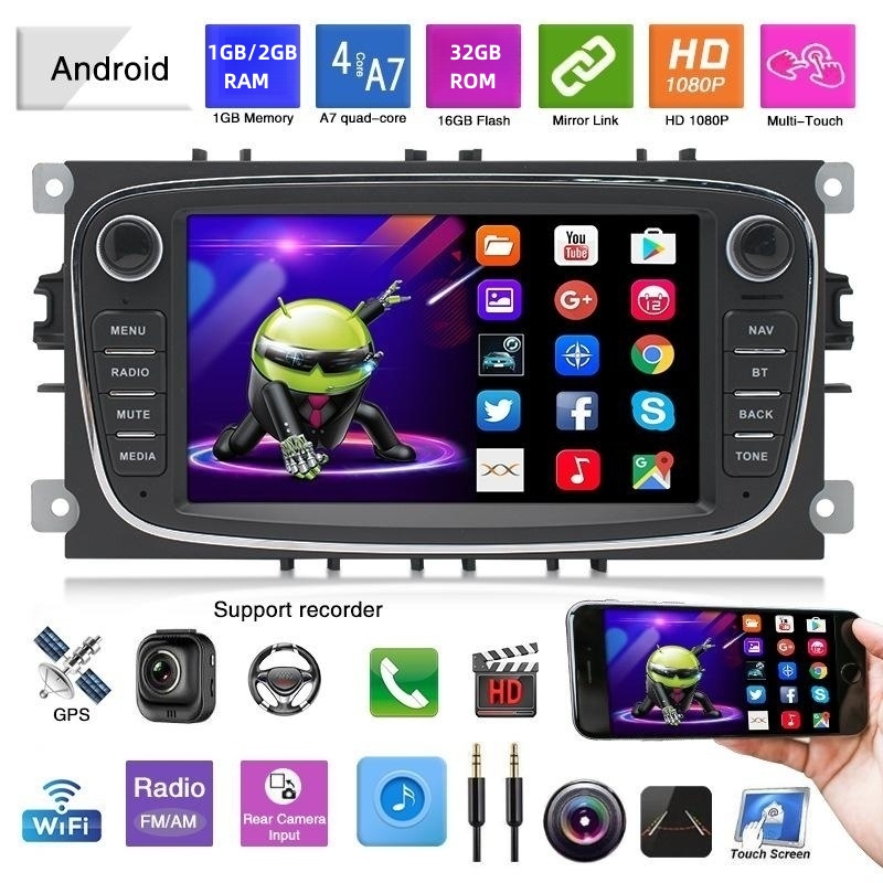 Lecteur de limitation d'autoradio Android pour Ford, 2Din, Focus II, S-Max, C-Max, Mondeo 9, Galaxy II, Kuga, Carplay, 7 pouces, 2008-2011 n° 2