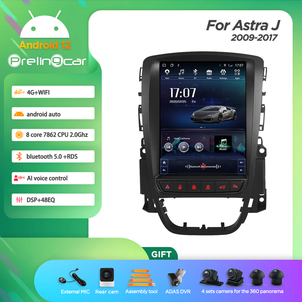 Moniteur de voiture Android 12, Carplay, DSP, RDS, GPS intégré, lecteur radio 2Din, HIFI, 8 Go + 2009 Go, Opel Astra J 2014-256, Pre1300, 5.1 n° 1