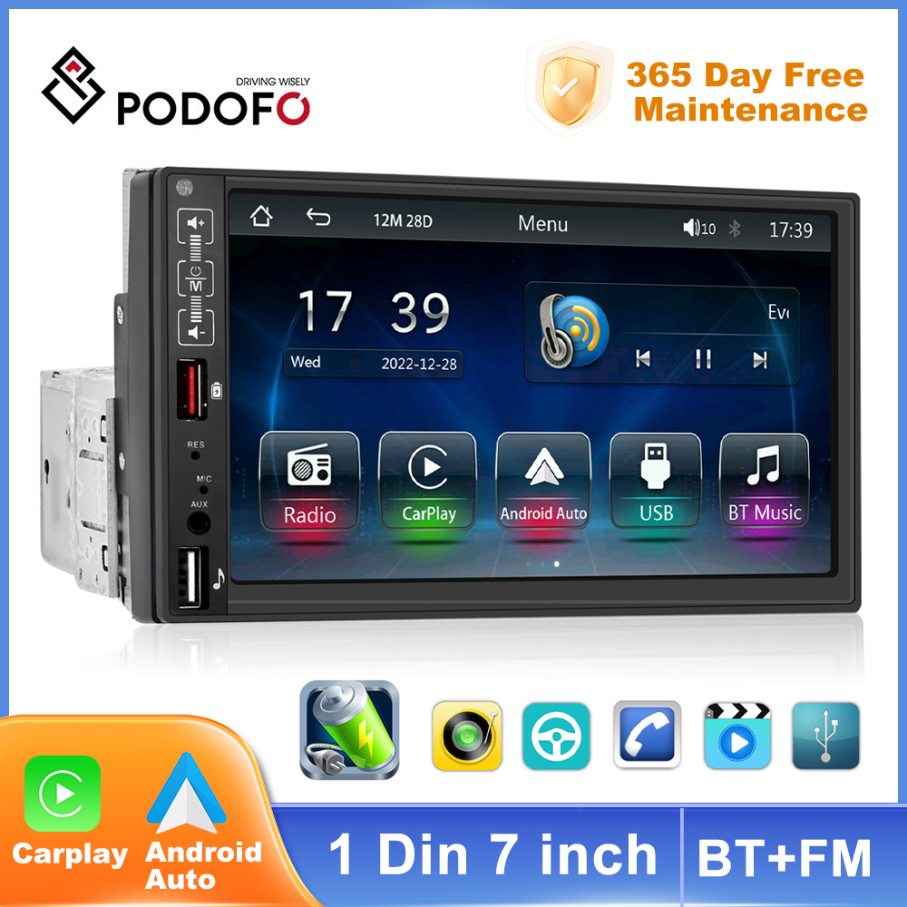 PodoNuremberg-Autoradio avec Ã‰cran Tactile HD de 7 Pouces, Lecteur MultiXXL Android, MP5, Bluetooth, USB, TF, FM, CamÃ©ra, 1 Din n° 1