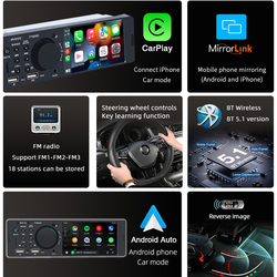 Autoradio CarPlay Android-Auto, Bluetooth, Mirror Link, Lecteur MP5, Main Libre, A2DP, SystÃ¨me Audio USB, UnitÃ© Principale, F7805C, 1 Din, 4 small picture n° 2