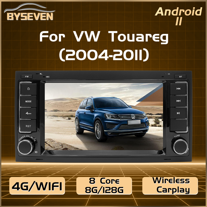 BySeven-Autoradio Android 12, 4G, navigation GPS, IPS, unitÃ© centrale, stÃ©rÃ©o, pour voiture VW/Volkswagen Touareg, Transporter T5 (2002-2011) n° 1