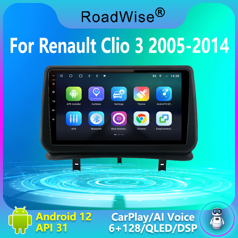 Roadwise-Autoradio Android 2 Din avec Wifi 4G, DVD, GPS, DSP, IPS, Limitation Carplay pour Renault Clio 3 (2005-2014) n° 1