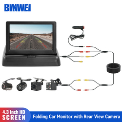 BINWEI-Moniteur de voiture pliant avec camÃ©ra de recul, Ã©cran HD LCD TFT, camÃ©ra de recul LED, stationnement de vÃ©hicule, installation facile, 4.3 small picture n° 1