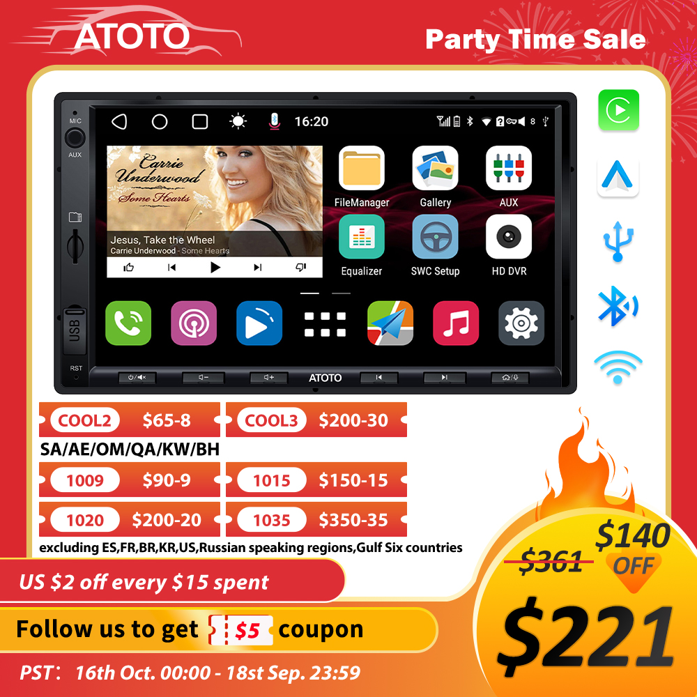 ATOTO-Autoradio S8 avec Ã‰cran Tactile de 7 Pouces, CarPlay, Android 10, 2 Din, Limitation Radio, Lecteur VidÃ©o, Carte de Navigation GPS, Bluetooth n° 1