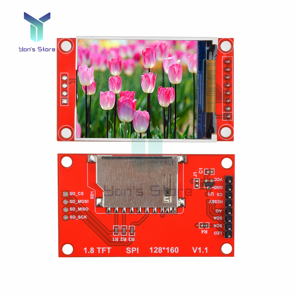 Technologie d'Ã©cran LCD sÃ©rie Ã©ventuelles I avec emplacement pour carte SD, technologie d'affichage TFT, pilote ST7735S pour Ardu37, bricolage, 1.8 pouces, 128x160, 8 broches n° 1