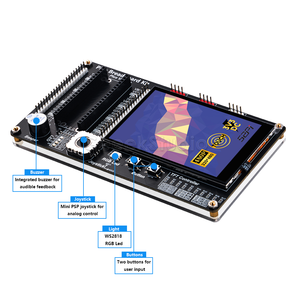 Kit de platine de prototypage Raspberry Pi Pico /Pico W, avec Ã©cran tactile de 3.5 pouces, projet d'installation autonome n° 3