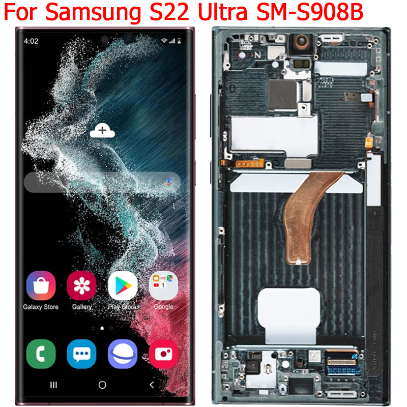 Écran LCD d'origine pour Samsung Galaxy S22 Ultra 5G avec cadre 6.8 SM-S908E/DS S908U1 S908B n° 1