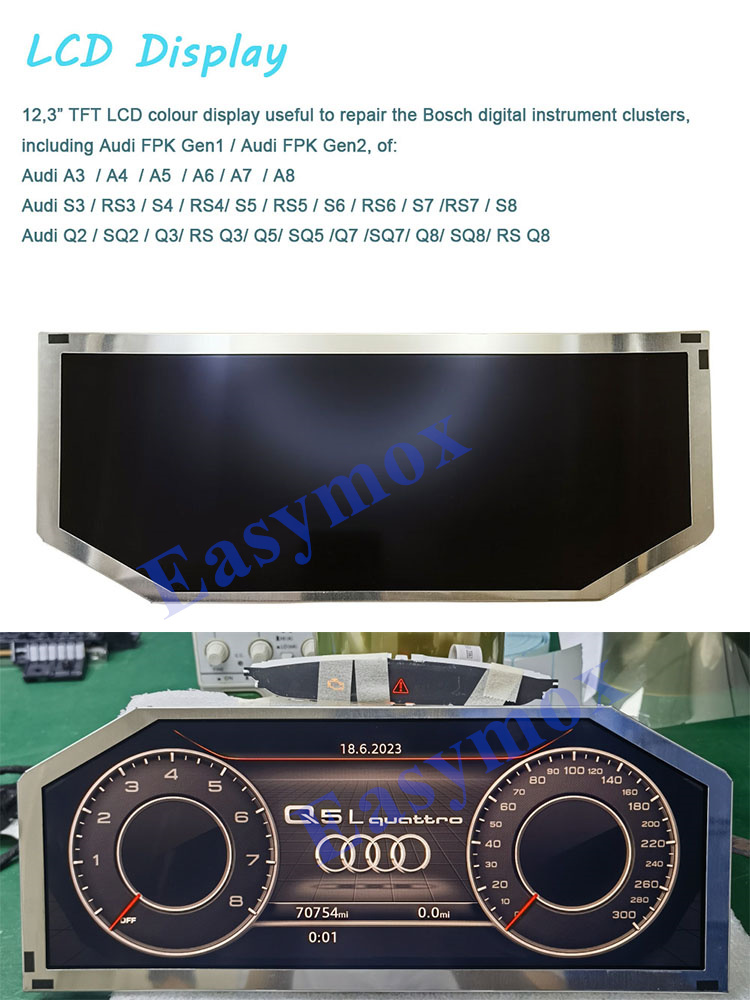 Ã‰cran LCD TFT pour la rÃ©paration d'Audi Bosch, grappes numÃ©riques, LAM1233555D, A3, A4, A5, Horizon, A7, A8, Q Seires, 12.3 pouces n° 1