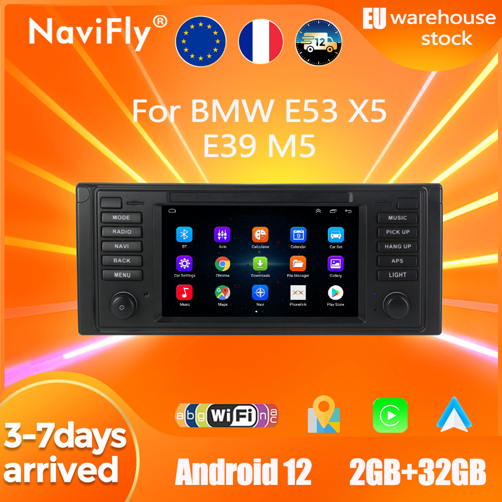 Autoradio sans fil pour BMW SÃ©rie 5, E39, X5, E53, M5, Android 12 Auto, BT, RDS, Limitation, Navigation GPS, Tout en un, 7 , 2Din n° 1