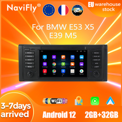 Autoradio sans fil pour BMW SÃ©rie 5, E39, X5, E53, M5, Android 12 Auto, BT, RDS, Limitation, Navigation GPS, Tout en un, 7 , 2Din