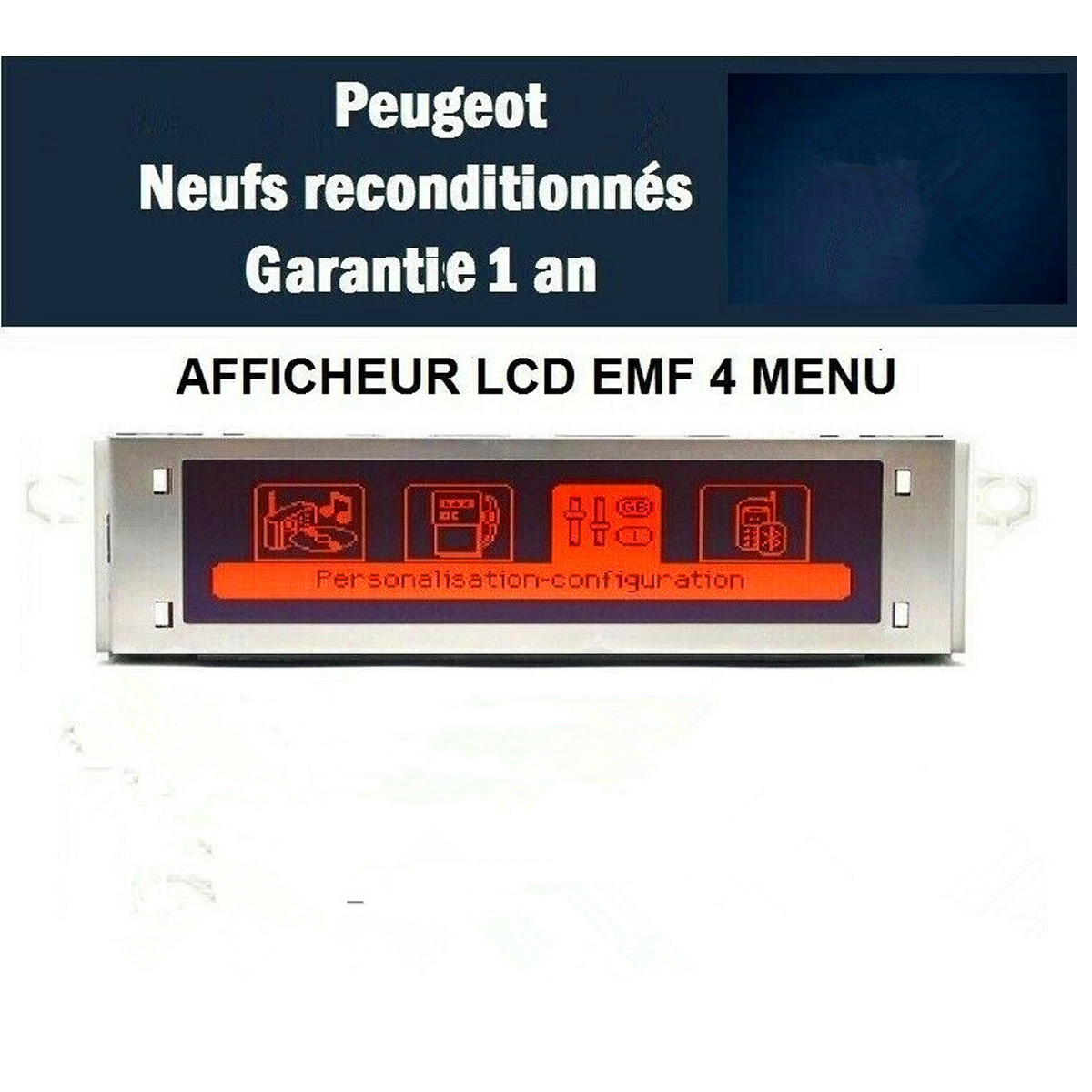 Moniteur Ã  Ã©cran rouge avec prise en charge USB et Bluetooth, affichage Ã  4 menus, 12 broches, compatible avec KIT 307, 407, 408, 3008, 5008, Citroen C4, C5 n° 1