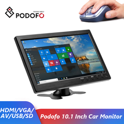 Podofo â€“ moniteur de voiture 10.1 pouces avec HDMI VGA, pour tÃ©lÃ©vision et ordinateur, Ã©cran couleur LCD, camÃ©ra de recul et systÃ¨me de sÃ©curitÃ© domestique small picture n° 1