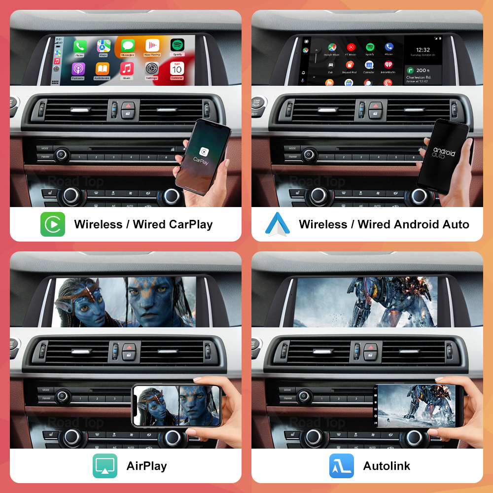 Lecteur de voiture sans fil Apple CarPlay, radio Android, Ã©cran d'affichage automatique pour BMW SÃ©rie 5, F10, F11, 2012-2016, unitÃ© principale NBT n° 4