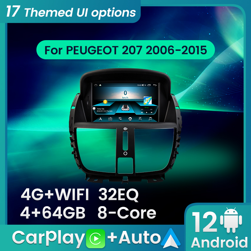 Autoradio Android Intelligent avec Ã‰cran IPS, Carplay, StÃ©rÃ©o, Limitation, GraduÃ© 207, 2006-2015 n° 1