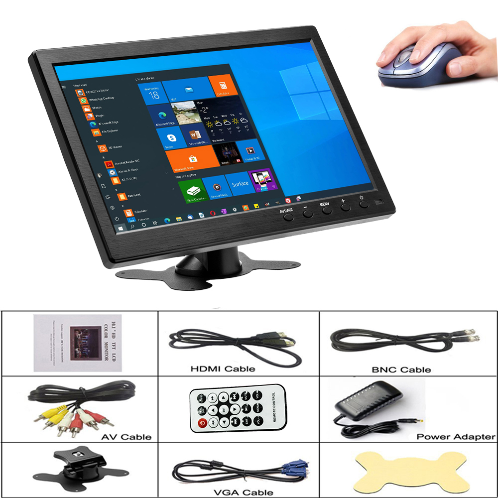 Hikity-Moniteur de voiture 10.1 pouces, carte Prada avec HDMI VGA pour TV, Ã©cran d'ordinateur LCD, camÃ©ra de sauvegarde, systÃ¨me de sÃ©curitÃ© domestique n° 6