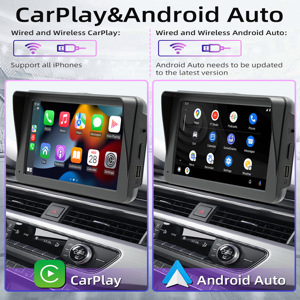 Autoradio Carplay sans fil avec Ã©cran tactile IPS, lecteur vidÃ©o, Android, limitation automatique, moniteur universel, 7 pouces, Ford, Kia, VW, Nissan n° 2