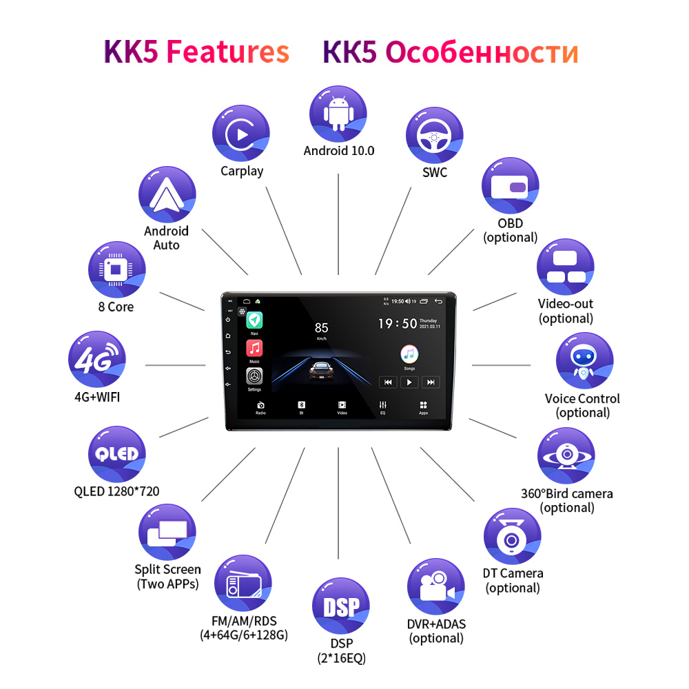 EKIY  autoradio KK5 Android Navigation stÃ©rÃ©o Ã©cran QLED lecteur multimÃ©dia vidÃ©o Carplay pour voiture Volkswagen Touareg  2011 â€“ 2017 n° 5