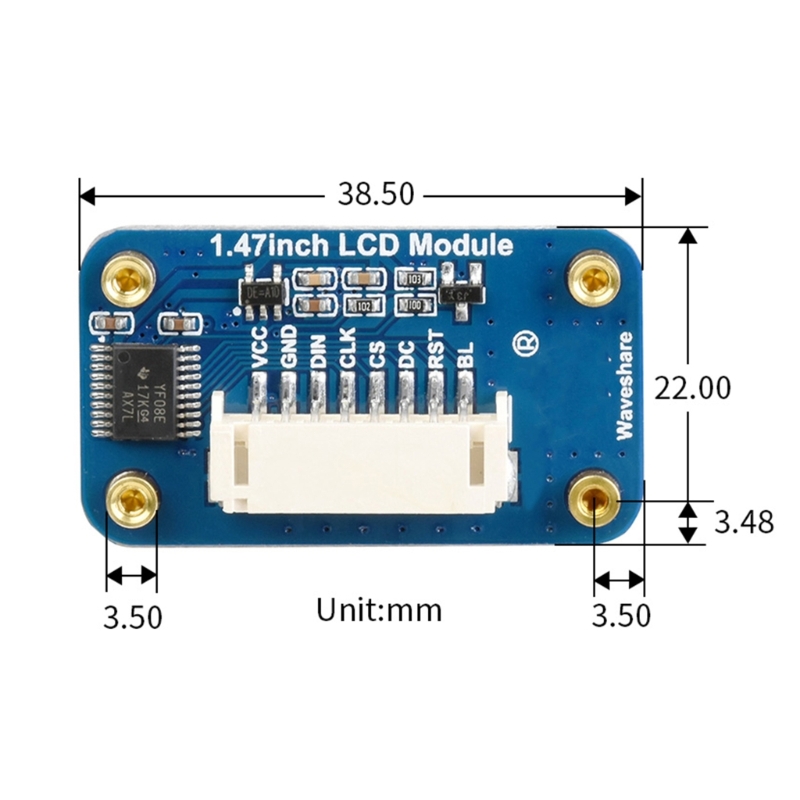 Module d'affichage LCD K92F, 1.47 pouces, pour RaspberryPi 4 3 172x320 SPI, pilote, Interface SPI pour arduino STM32 n° 6