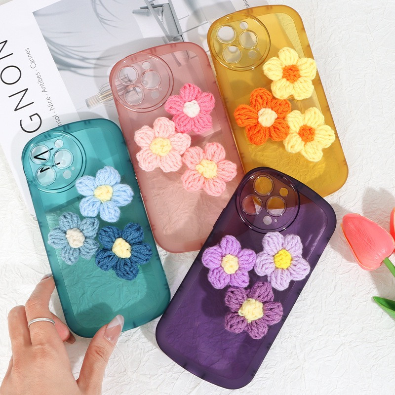 Coque de tÃ©lÃ©phone transparente fleur en peluche 3D pour OPPO, Reno 5 Lite, Reno5Lite, 4Z, 7Z, Jelly Cover pour Oppo Reno 7, 4G, 5G, Reno8, 5, 6, c12, c21y n° 4