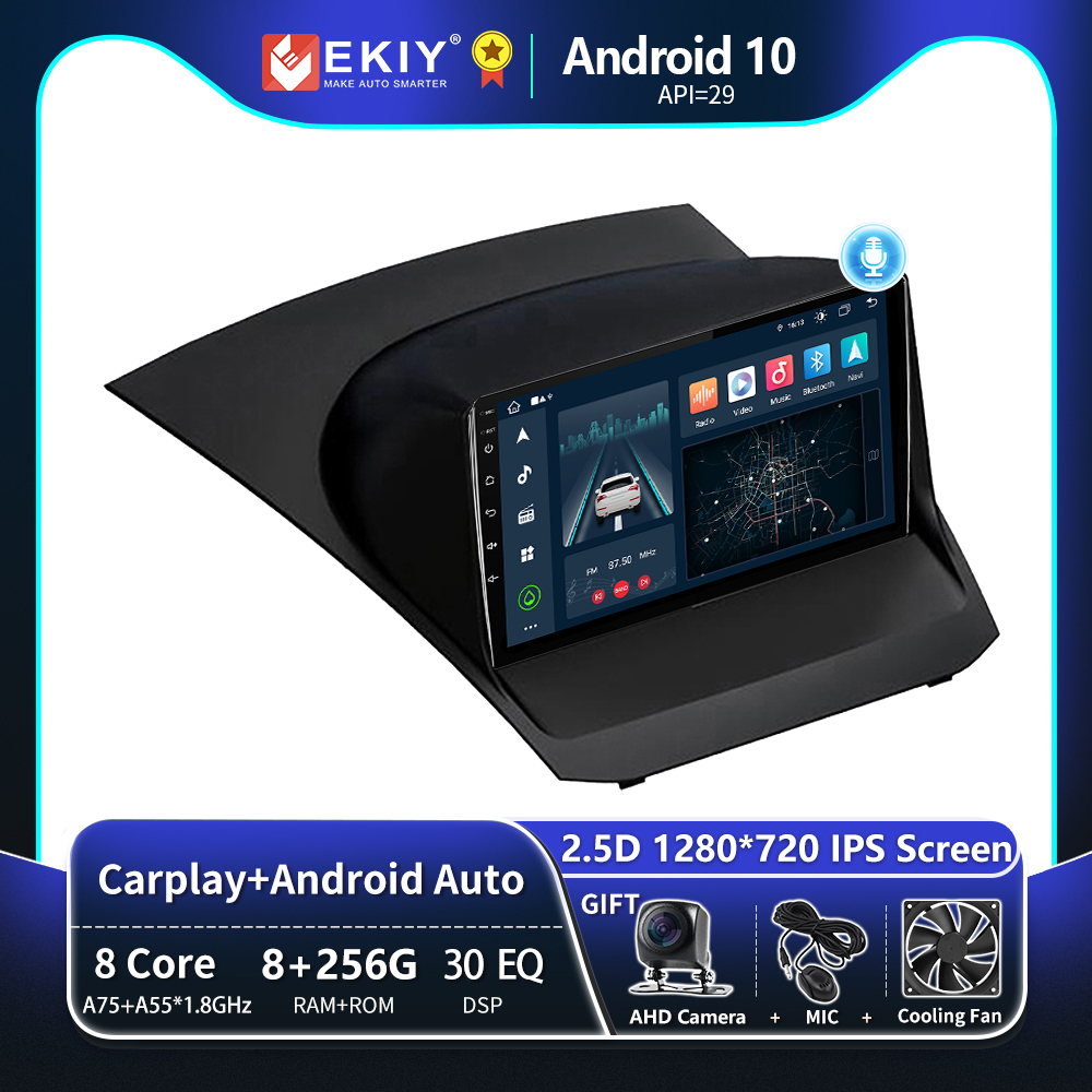 EKIY T8 8G 256G pour Ford Fiesta 2009 2010 2011 2012 2013 2014 2015 2016 2017 autoradio systÃ¨me multimÃ©dia magnÃ©tophone Navigation GPS stÃ©rÃ©o Android Auto Carplay sans fil No 2 Din DVD unitÃ© principale n° 1