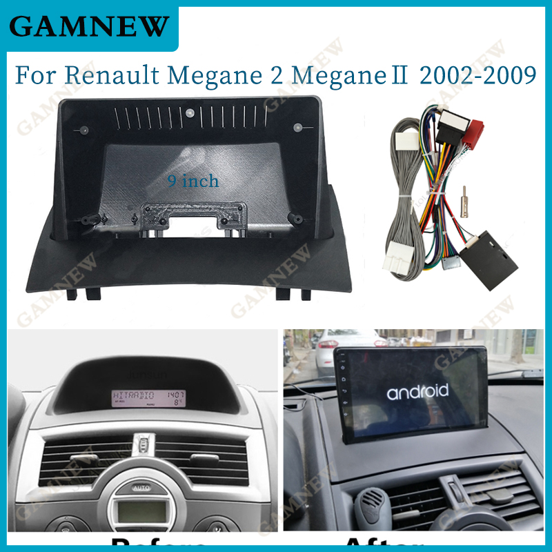 Adaptateur de BoÃ®te Canbus pour Cadre de Voiture Renault Megane 2, Kit de Panneau de Montage pour Tableau de Bord, Android, 9 Pouces, 2002-2009 n° 1