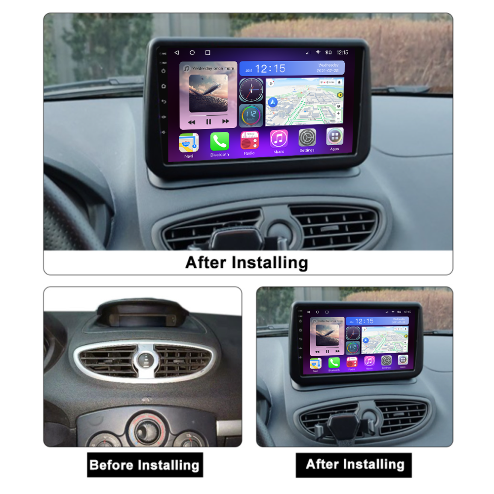 JUSTN183-Autoradio Android 10, Navigation GPS, Carplay, Audio, Lecteur VidÃ©o, StÃ©rÃ©o, 2Din, Limitation, Renault Clio 3, CLIO 2006-2019 n° 2