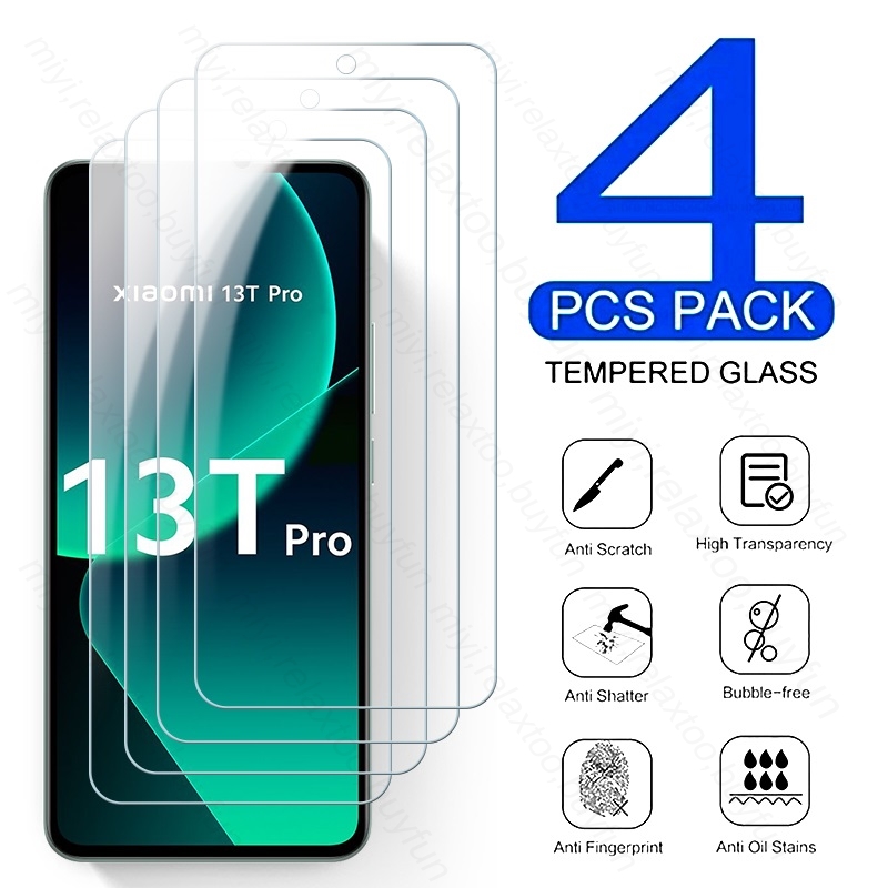 Coque en verre pour Xiaomi Mi 13 T Pro 5G, verre de protection, couverture complÃ¨te, Xiaomi Xaomi Xiami XiaredÃ©pensÃ© Mi 13 T ata 13T 13 T Pro 5G, 4 piÃ¨ces n° 1