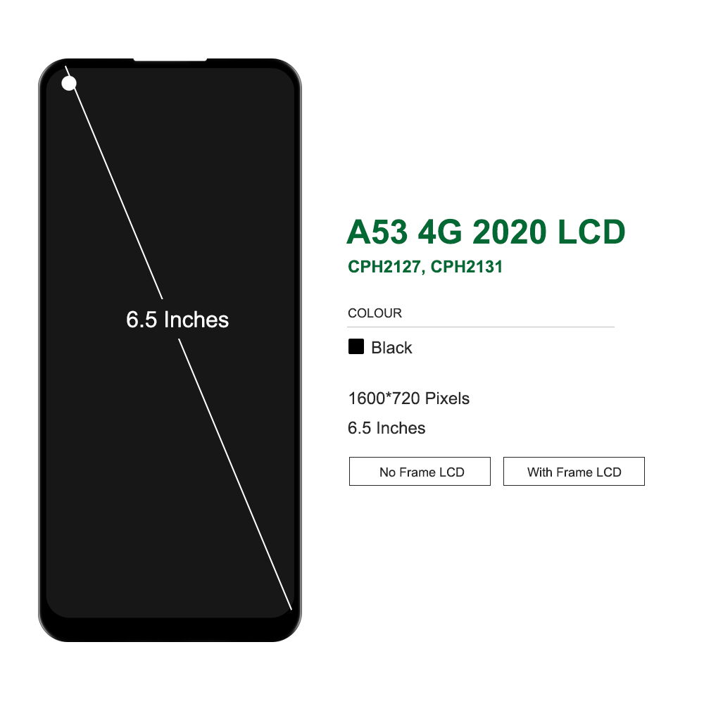 NumÃ©riseur d'Ã©cran tactile LCD d'origine avec cadre, assemblage complet pour OPPO A53 4G, A53 5G, remplacement d'Ã©cran LCD, 2020 nouveau, 6.5 pouces n° 4