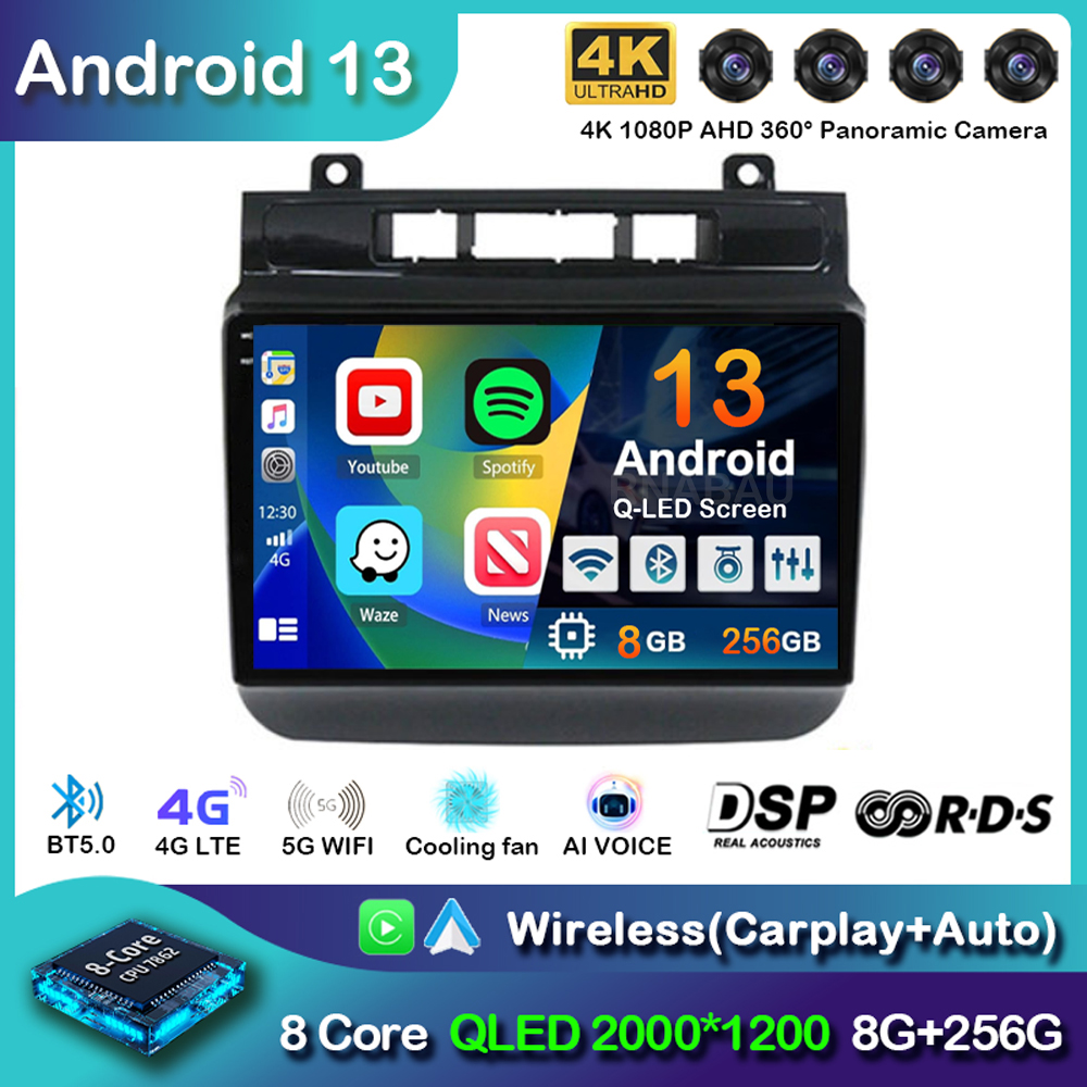 Autoradio pour Volkswagen Touareg, Android 13, Carplay, Auto, WIFI, 4G, Limitation, Lecteur vidÃ©o, Navigation GPS, StÃ©rÃ©o, 2Din, BT, 2011-2017 n° 1