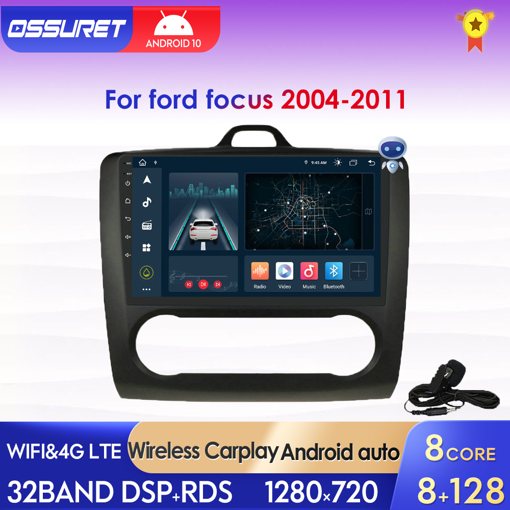 Autoradio pour Ford Focus Exi AT Mk2 2004 â€“ 2011, lecteur multimÃ©dia vidÃ©o, stÃ©rÃ©o, GPS, Wifi, 2 Din, 9 pouces, Android 10 n° 1