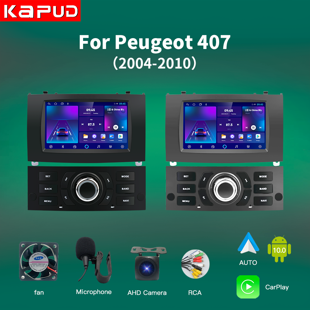 Kapud-Autoradio Android avec Navigation GPS, DSP, 4G, 8 CÅ“urs, 2DIN, Lecteur MultiXXL avec Commandes au Volant, pour Voiture KIT 407 (2004-2010) n° 1