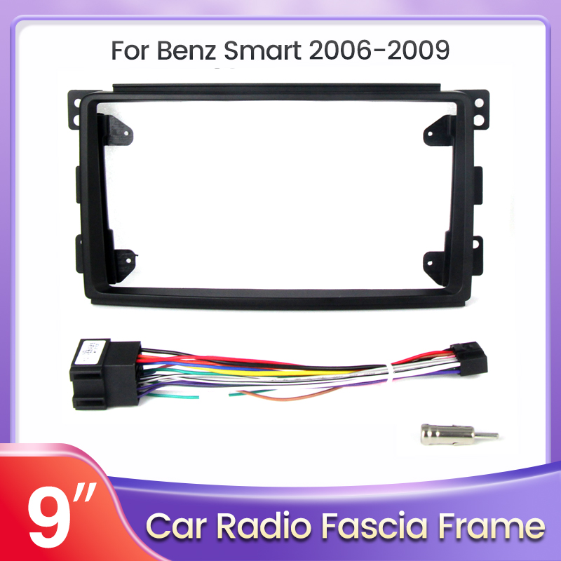 Adaptateur de Fascia de câble de cadre de voiture pour Mercedes Benz Smart Fortwo, radio Android, panneau de tableau de bord, véhicule, 9 pouces, 2006, 2007, 2008, 2009 n° 1