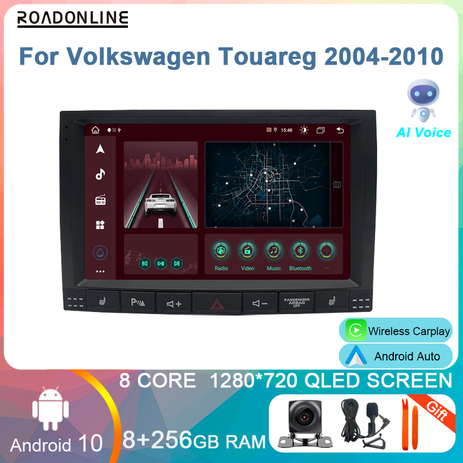 Autoradio Android 10, 8 Go/256 Go, Octa Core, navigation GPS, lecteur vidÃ©o, pour voiture Volkswagen Touareg (2004-2010) n° 1