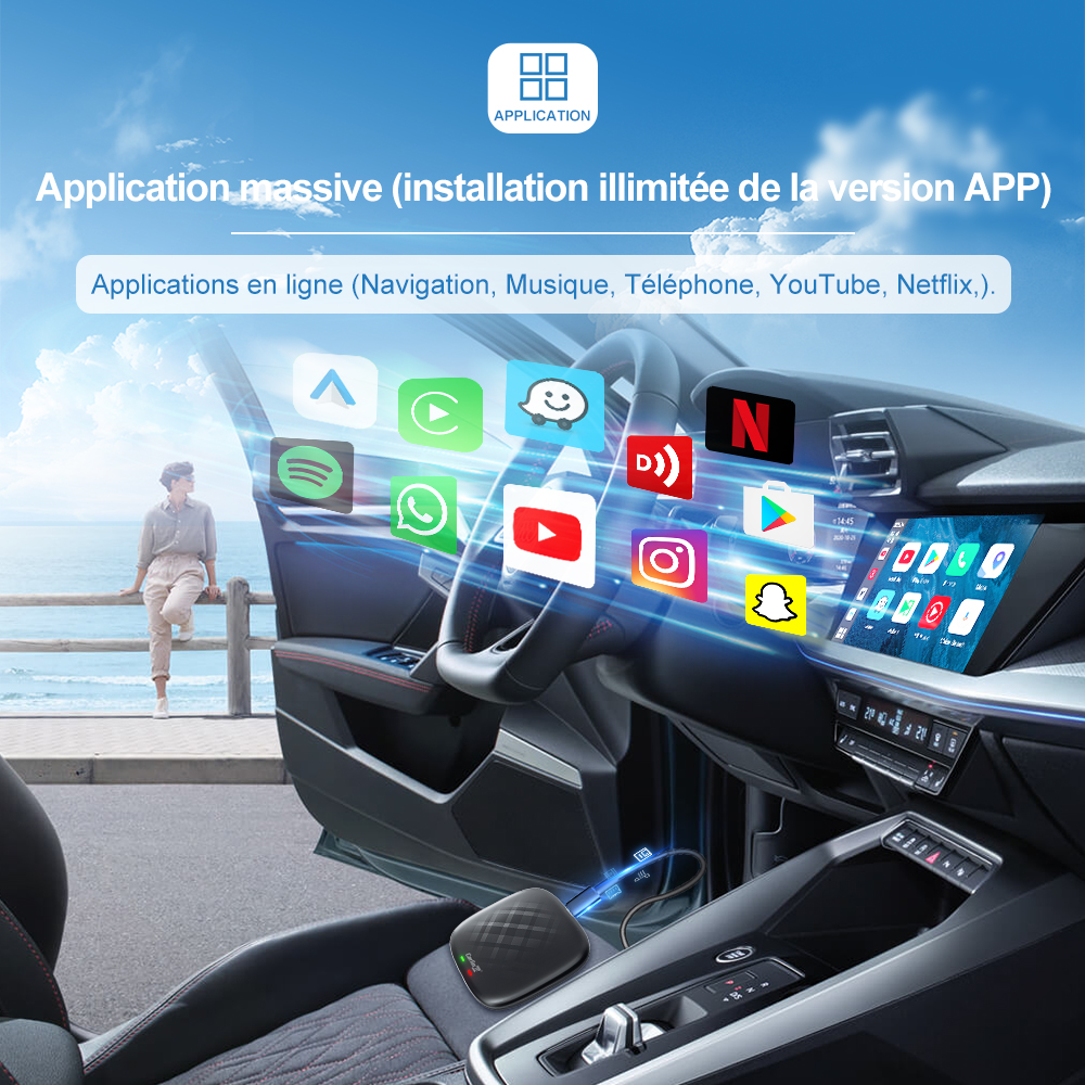 Carlinkit-BoÃ®tier TV Android Auto, CarPlay sans fil, Netflix prometteur pour Audi, Benz, VW, Toyota, Hyundai, KIA, Nissan, Ford, Skoda n° 3