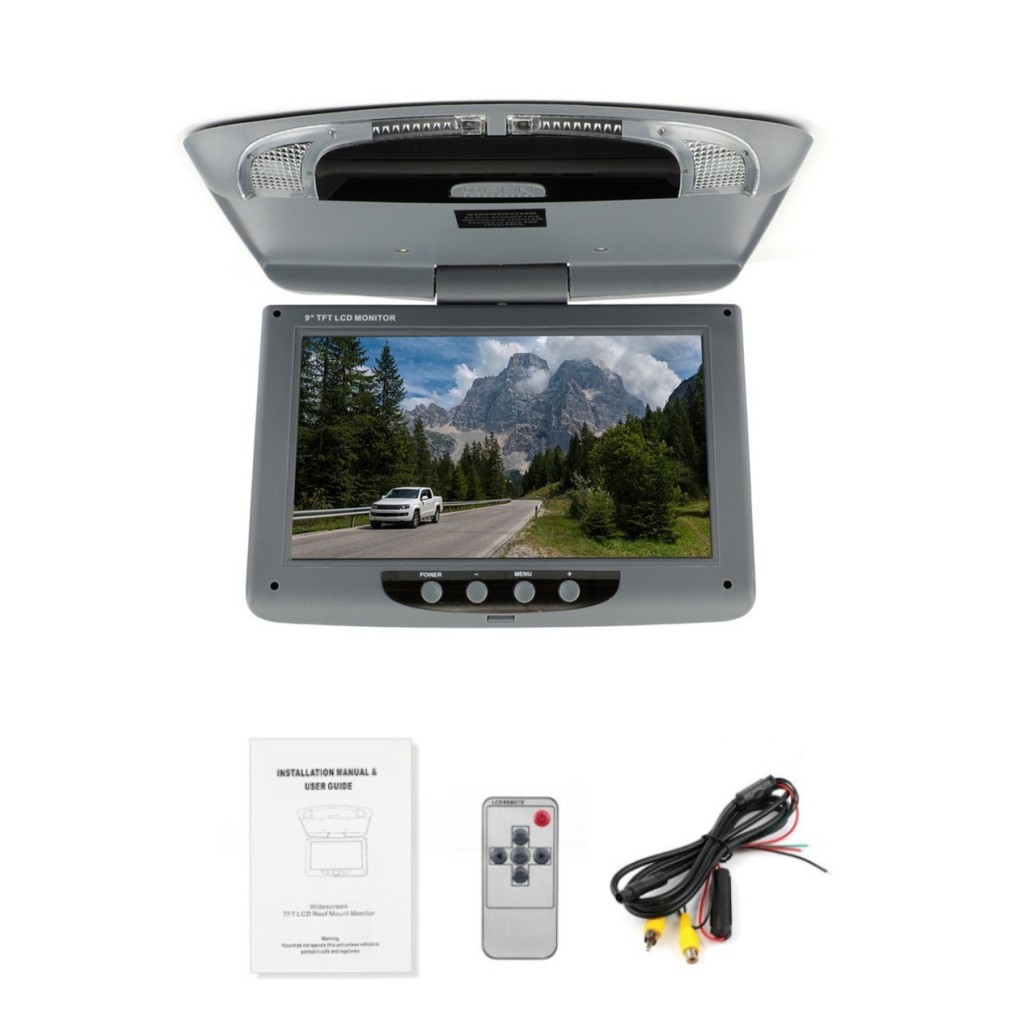 Moniteur de documents LCD pour montage sur toit de voiture, Ã©cran rabattable, limitation aÃ©rienne, vidÃ©o au plafond, affichage, 9 pouces, 800x480 n° 1