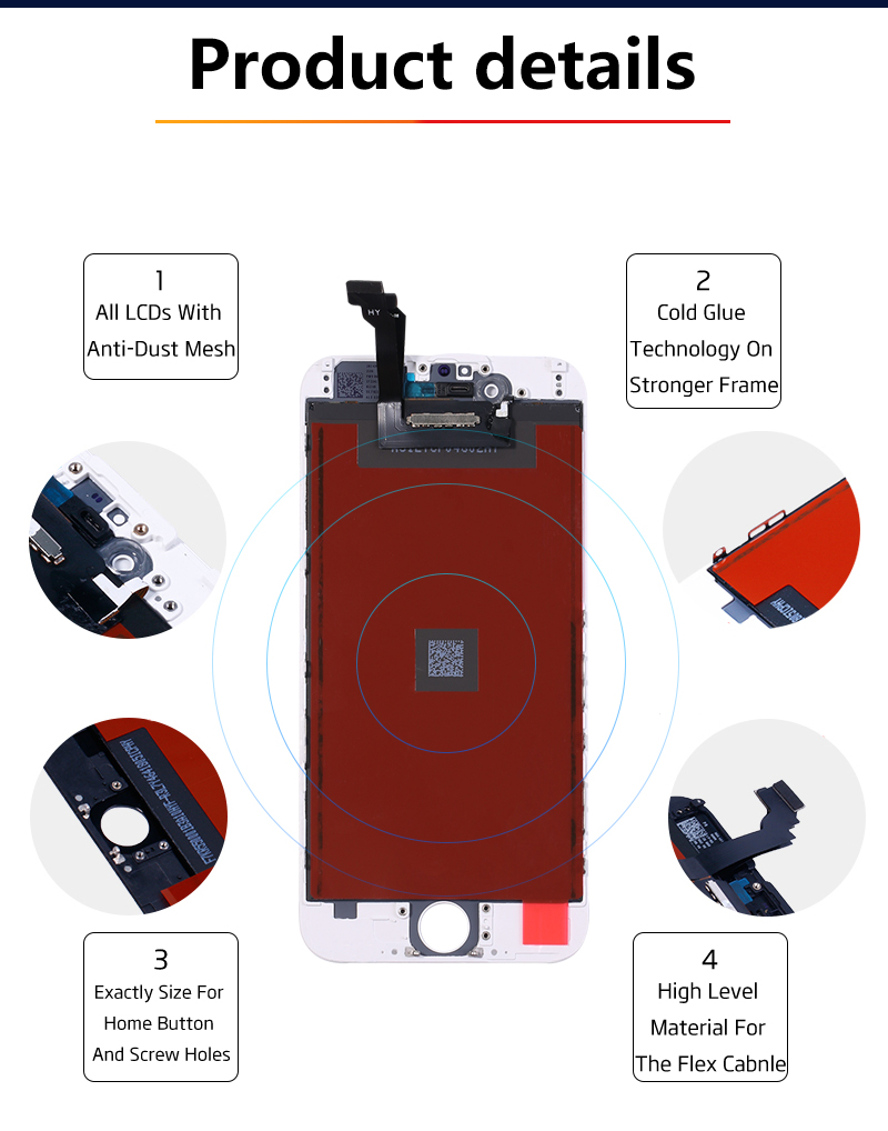 Ã‰cran Tactile LCD de Remplacement, Sans FrÃ©quence Pixel + Verre Guatemala, pour iPhone 6 6S 7 8 Plus 7G 7Plus 8G 8 Plus n° 6