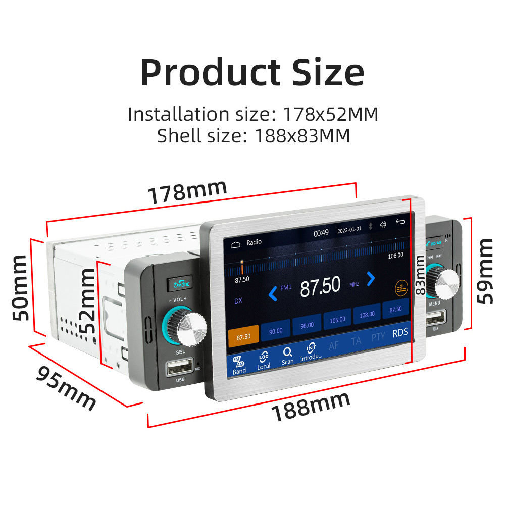 Autoradio MultiXXL MultiXXL Tactile, Lecteur MP5, Android Auto, MirrorLink, FM, USB, Universel, StÃ©rÃ©o, Bluetooth, 1 Din, 5 n° 5