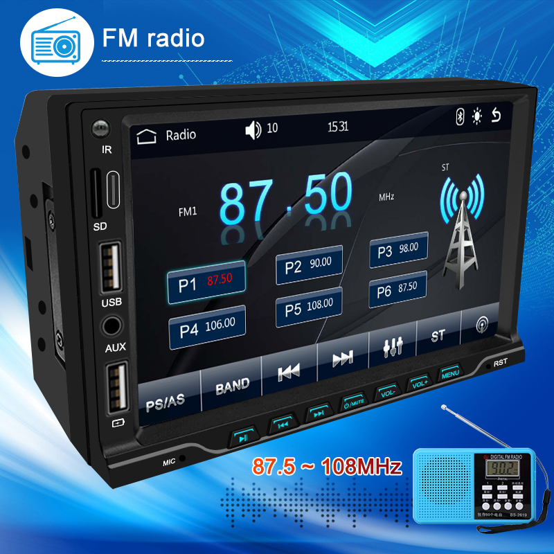 Autoradio avec Ã‰cran Tactile HD, MP5, Bluetooth, USB, TF, FM, Accessoires de Voiture, 2 Din, 7 Pouces n° 5