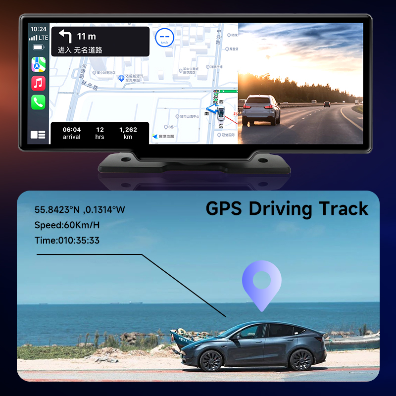 JMCQ-CamÃ©ra DVR de voiture, Carplay, Android Auto Prada Cam, camÃ©ra 4K, camÃ©ra avant 10.26x3840, camÃ©ra arriÃ¨re 2160 P, commande vocale, enregistreur GPS, objectif touristique, 1080 pouces n° 3