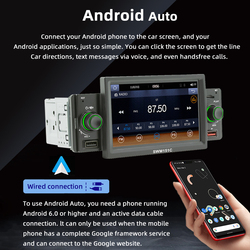 Autoradio Ã  Ã©cran tactile IPS, Android Auto, Apple CarPlay, lecteur MP5, lien miroir, mains libres, USB, SD, TF, Bluetooth, limitation, 1Din, 5 small picture n° 3