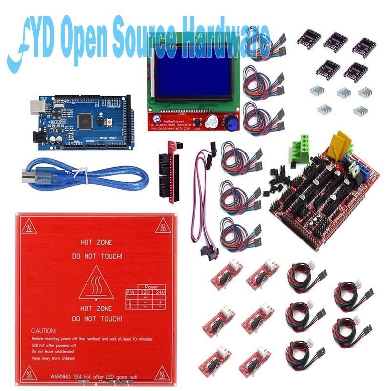 Kit de rampes d'imprimante 3D + Mega2560 + lit chauffant mk2b + contrÃ´leur LCD 1.4 + DRV8825 + butÃ©e mÃ©canique + cÃ¢bles 12864 n° 1