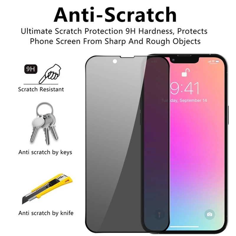 Protecteurs d'Ã©cran anti-espion pour iPhone, verre anti-espion pour iPhone 11 13 Pro Max Mini 7 8 Plus 14 12 15 Pro MAX X Poly XS, 1 Ã  5 piÃ¨ces n° 3