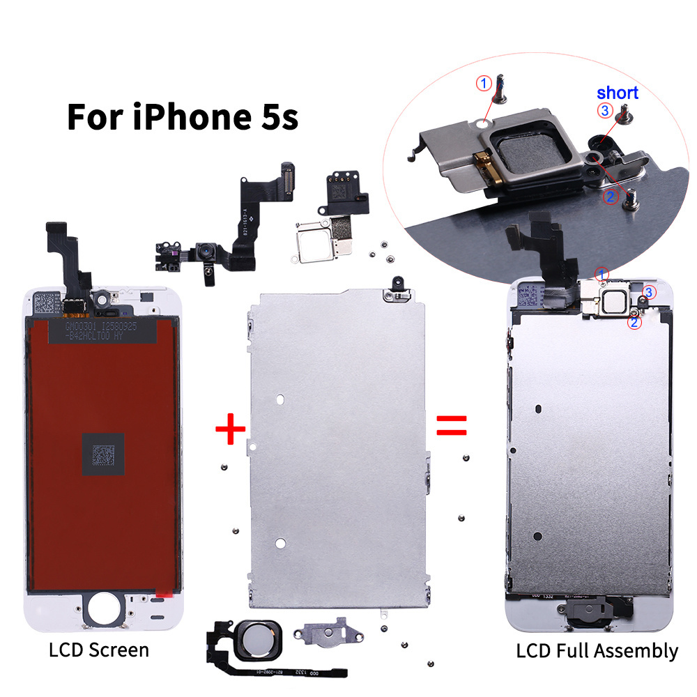 Ensemble Ã©cran tactile LCD de remplacement, AAA +, avec bouton d'accueil, camÃ©ra avant, pour iPhone 5 5C 5s SE 6 6S 7 8 Plus n° 2