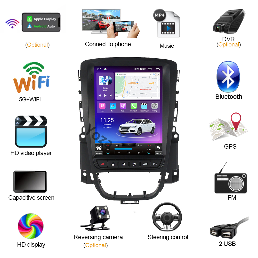 Yoza-Autoradio Carplay Android 11, Navigation GPS, WIFI, Limitation de l'Écran, Lecteur pour Opel Astra J, Buick, Excelle XT, 2009-2015 n° 6