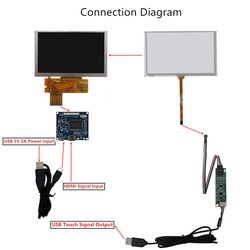 Kit de moniteur compatible Mini HDMI, contrÃ´leur d'Ã©cran tactile, carte de pilote de contrÃ´le, HÃ©bergements eur d'Ã©cran LCD, 5 pouces, 800x480 small picture n° 6